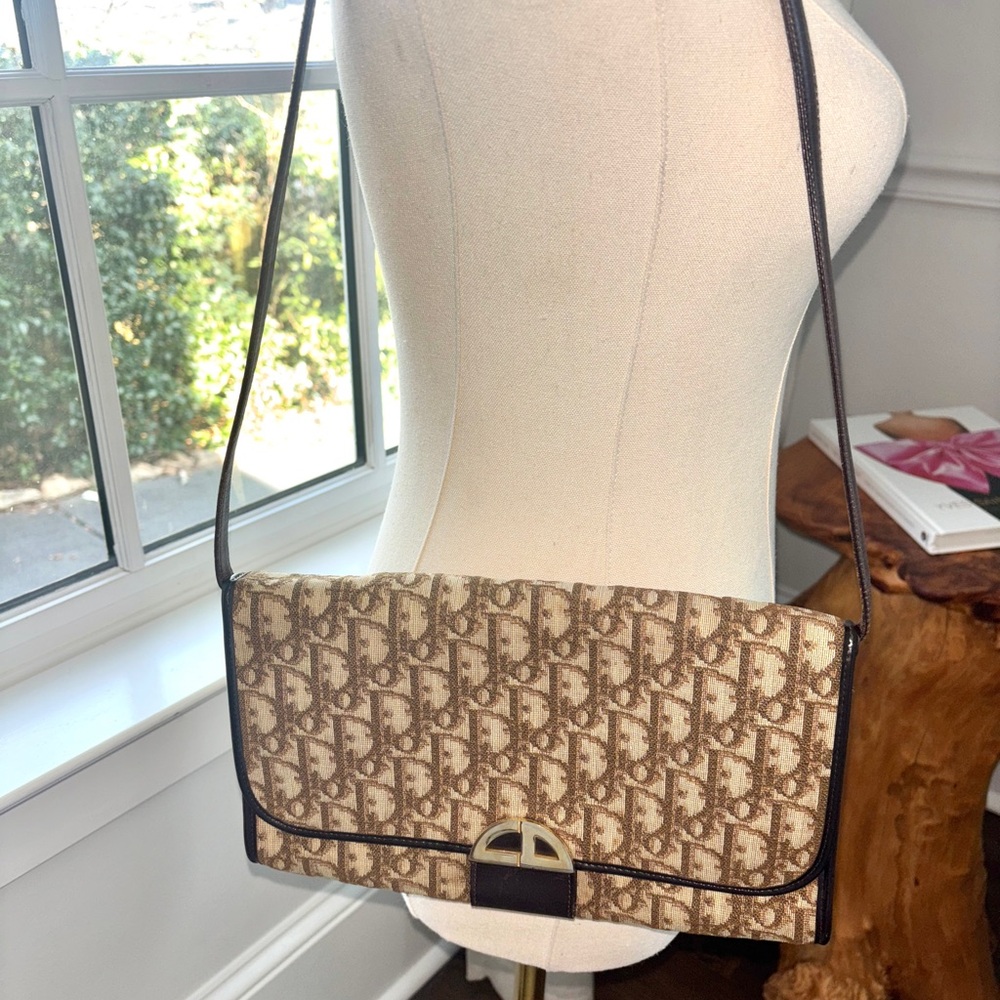 Christian Dior Vintage Brown Trotter 2way shoulder/clutch bag